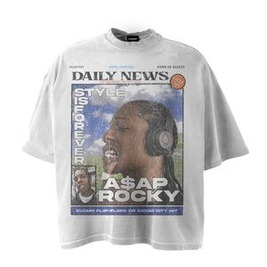 HypeDept A$AP Rocky Graphic Tee Size Large White Boxy Streetwear Cotton T-Shirt